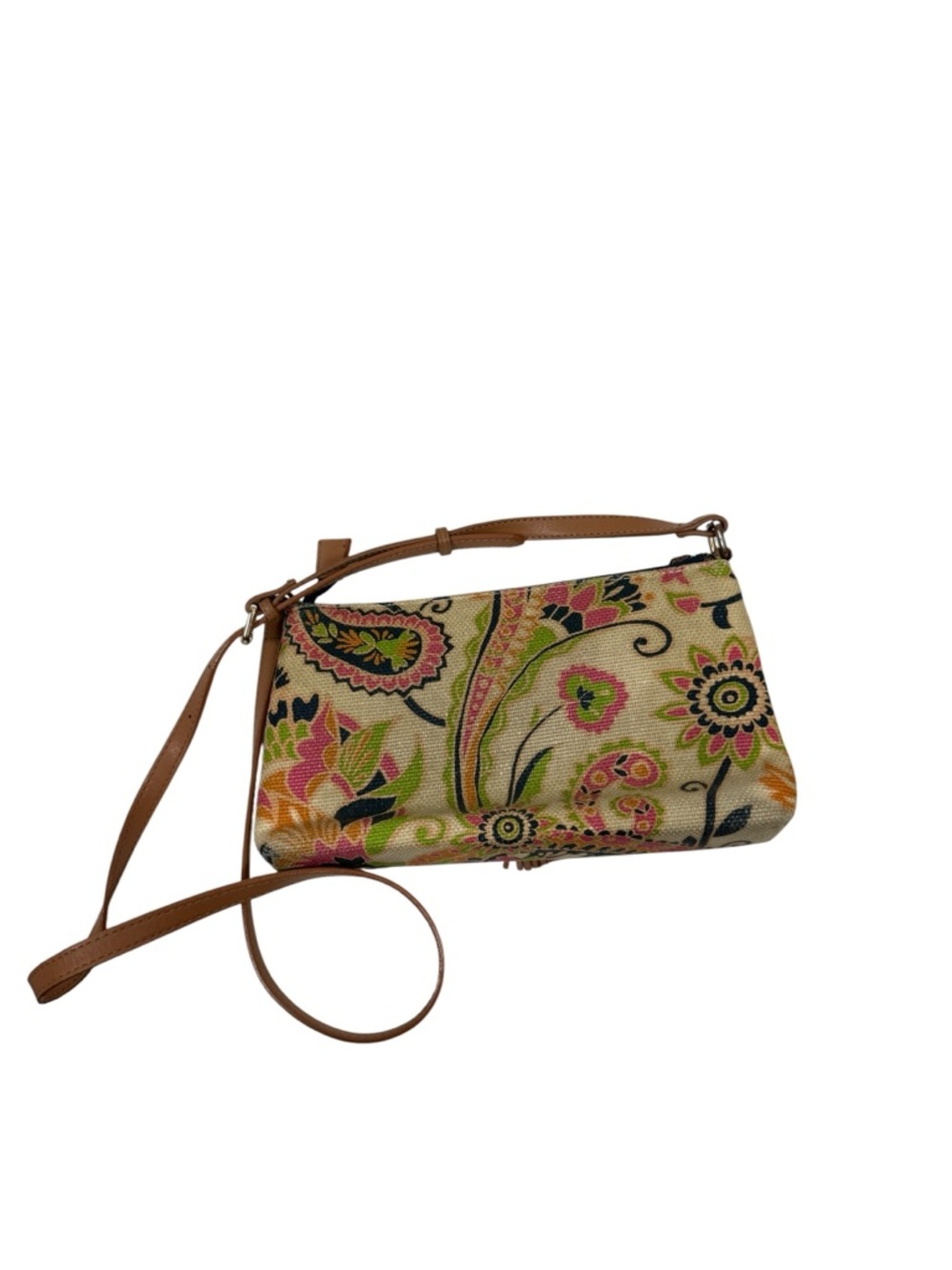 Spartina 449 Floral Canvas Crossbody with Cream Trim and Tan Strap - Picture 6 of 9